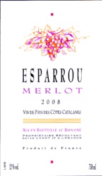 Vin de Pays des Ctes Catalanes Rouge - Chteau L'ESPARROU - MERLOT 2008/09